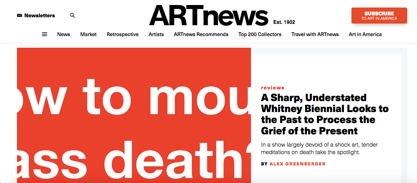 ARTnews landing page ARTnews landing page
